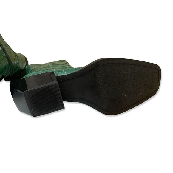 Alias Mae Petra Green Croc Embossed Bootie Boots Shoes Western Revolve NIB 8 38 - Picture 3 of 14